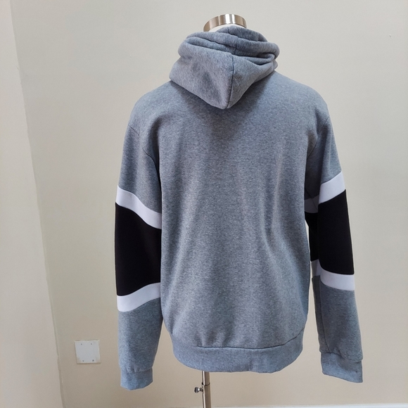Heavy duty winter gray, black, lined hoodie. - Picture 4 of 8